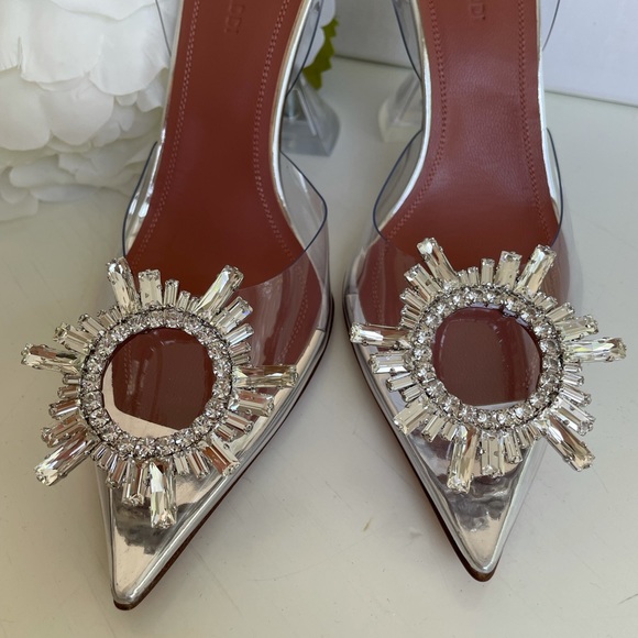 Amina Muaddi Shoes - Amina Muaddi Begum Crystal Sling Back PVC